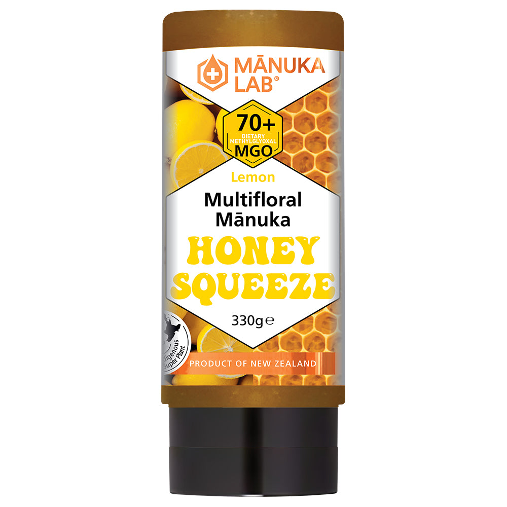 Squeezy Mānuka Honey & Lemon 70+MGO 330G - Buy Online at Manuka